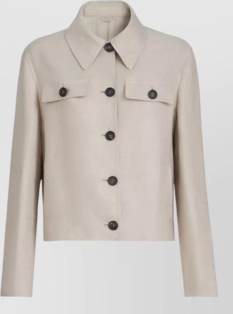 Brunello Cucinelli linen jacket long sleeves point collar