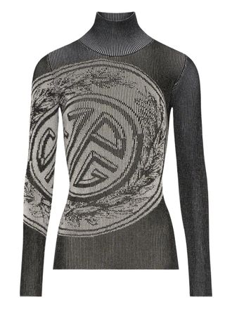 Jean Paul Gaultier Laurel Stamp jacquard long-sleeves sweater - unisex - Viscose/Polyamide - M - Grey