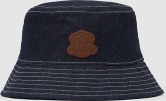 Reiss Mid Blue Monogram-patch Denim Bucket Hat