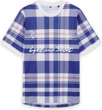 Lyle & Scott Tartan Voetbalshirt - Heren - T-shirts - Blauw - M - Katoen - Tops