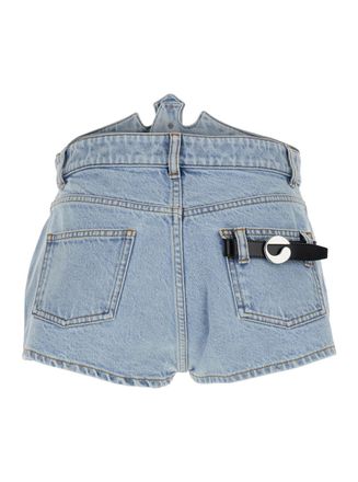 Coperni Crown-Shaped Design Denim Shorts - Blue
