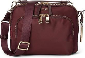 Tumi Teghan Crossbody Cross Body Womens Handbags Wine, Leather/Nylon