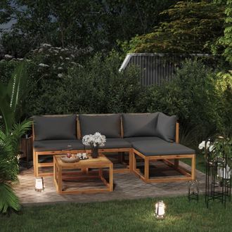 vidaXL Juego De Muebles Jard&iacute;n 5 Pzas Con Cojines Madera Maciza Acacia Vidaxl