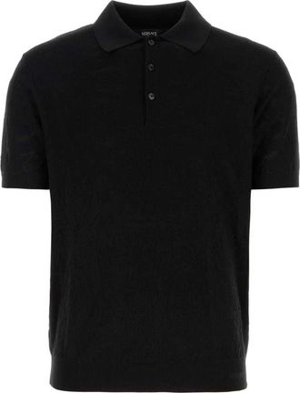 Versace Zijde blend zwart poloshirt - Heren - Polos - Zwart - 2XL - Tops