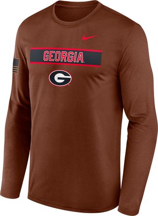 Nike Georgia 2026 Military Appreciation Legend Nike Mens Dri-FIT College Long-Sleeve T-Shirt in Brown | 02TJ2GYGBN-VZG