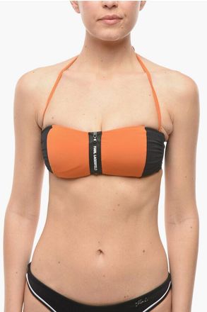 Karl Lagerfeld Two Tone SPORT Bandeau Bikini Top With Zip Closure size Xs
