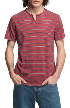 Lucky Brand Stripe Venice Burnout Henley in Red Multi at Nordstrom, Size X-Large