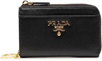 Prada Pre-owned Wallets, female, Black, Size: ONE SIZE Pre-owned Saffiano Leather Compact Wallet