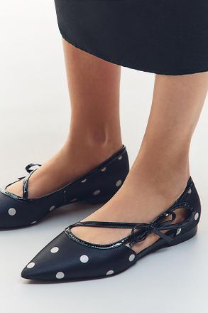 Maeve Pointed-Toe Side-Strap Bow Flats