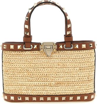 Valentino Garavani Mini Bags, female, Beige, Size: ONE SIZE Mini Rockstud Shopping Bag