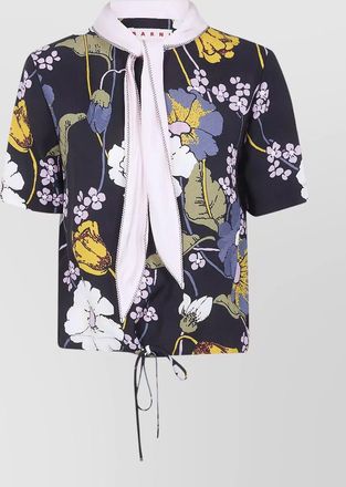 Marni short sleeve collared neck top tie detail