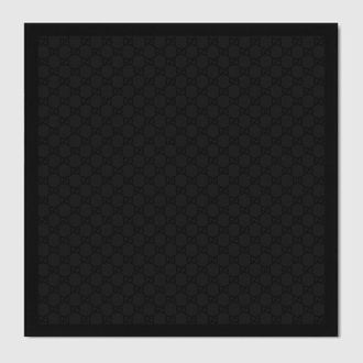 Gucci GG Silk Cotton Pocket Square, Black, Fabric