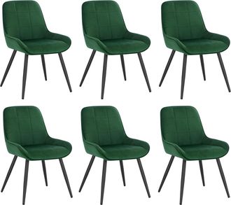 Woltu 6x Sillas De Comedor Silla Ergon&oacute;mica Con Respaldo Silla De Terciopelo En Estructura Metal Sillas Para Dormitorio Sal&oacute;n Comedor Y Cocina Verde Oscuro 