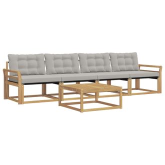 vidaXL Conjunto De Sof&aacute;s De Exterior 5 Pcs Blanco Y Gris Claro Vidaxl