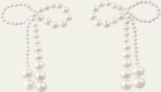Sophie Bille Brahe Grande Rosette De Pearls Large Bow Earrings in Freshwater Pearls