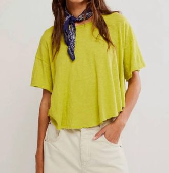 Free People Elsie Swing Tee In Warm Olives