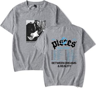 Generic J Arthur The Pisces World Tour 2025 Print T-Shirt Men Women O-Neck Fashionable Short Sleeve (Grey,M)