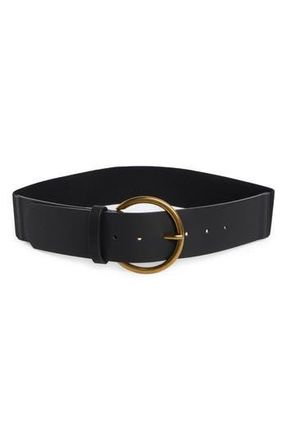 Linea Pelle Round Buckle Wide Belt in Black at Nordstrom Rack, Size X-Large