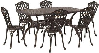 vidaXL Garden Dining Set 7 pcs Bronze Aluminium vidaXL