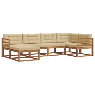 vidaXL Conjunto De Sof&aacute;s De Exterior Con Coj&iacute;n 6 Pcs Natural Y Beige Vidaxl