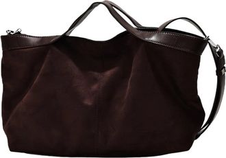 Generic Compatible For Large Capacity Suede Tote Bag Commuter Womens Handbag Frosted Leather Shoulder(Coffee)