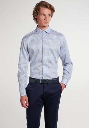 Eterna Langarmhemd ETERNA SLIM FIT, Herren, Gr. 40, Normalgr&ouml;ssen, blau, Twill, 100% Baumwolle, schmal, Manschette, Hemden Langarmhemd, EASY IRON (b&uuml;gelleich