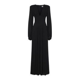 Elisabetta Franchi Kleedjes, Dames, Zwart, L, Leer, Red Carpet Lurex Jersey Jurk