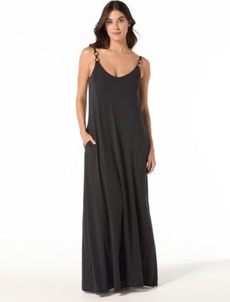 Carmen Marc Valvo A-Line Dress Coverup Swim in Black at Nordstrom, Size X-Small