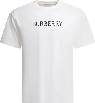 Burberry Cotton T-Shirt With Logo T-Shirts Bianco-Uomo