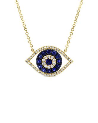 Sabrina Designs 14K 0.64 Ct. Tw. Diamond & Sapphire Evil Eye Necklace