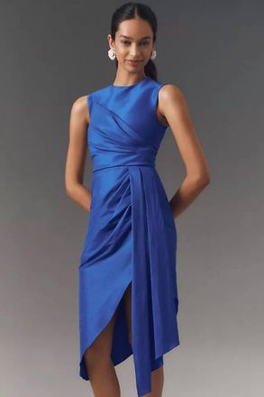 Shoshanna Colony Round Neckline Sleeveless Dress In Marine