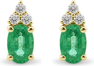 House of Brilliance 10K Yellow Gold Birthstone and Diamond Trio Stud Earrings