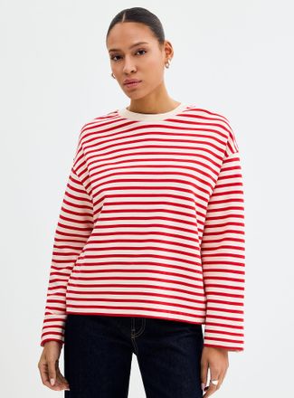 Armedangels Womens Striped loose boxy-fit sweatshirt
