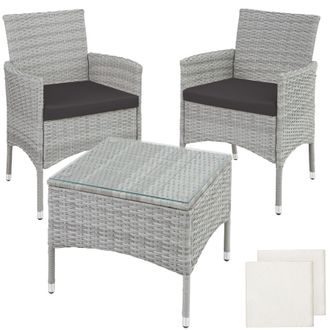 TecTake Garden Furniture Set Lucerne in Light Grey | Size: 2 Seater