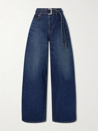 sacai Jeans Barrel A Vita Alta Con Cintura - Blu