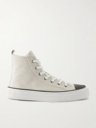 Brunello Cucinelli Sneakers In Tela Con Perline - Argento