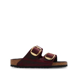 Birkenstock Bordeaux lederen slippers met dubbele band - Dames - Sandalen - Bruin - 38 EU - Leer - Schoenen