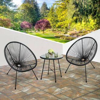 RayGar Southbury 2 Seater Egg Bistro Set Outdoor Weather Resistant in Black