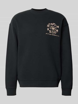 Scotch & Soda Relaxed Fit Pullover mit Logo-Print in Black, Gr&ouml;&szlig;e XXL
