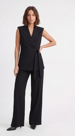 Karen Millen High Waist Wide Leg Trouser in Black at Nordstrom, Size 8