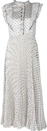 Self Portrait Satin Ramie Midi Jurk - Dames - Casual kleedjes - Wit - S - Satijn - Kleedjes