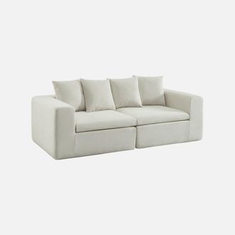 Sweeek Sof&aacute; Envasado Al Vac&iacute;o Modular De Tela Chenilla, 3 Plazas