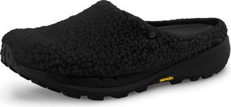 Topo Athletic Womens Revive Lightweight Comfortable 3MM Drop Recycled Fleece Natural Recovery Shoes, Everyday Wear Slippers, Black/Black, 10 UK