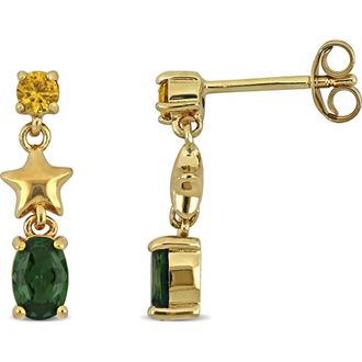 Delmar Created Gemstones & Star Drop Earrings in Green at Nordstrom Rack