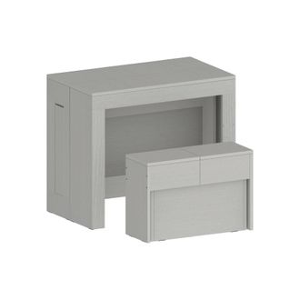 Dmora Conjunto De Mesa Y Sillas Crispin, Composici&oacute;n Multiusos, Conjunto Con Consola Y 1 Banco Extensible, 100% Made In Italy, 66x25h45 Cm, Blanco - Dmora
