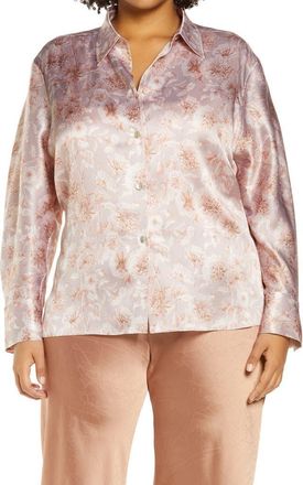 Vince Dahlia Floral Print Silk Shirt in Lotus Shell at Nordstrom Rack, Size 3X