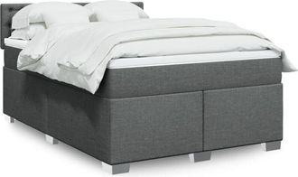 vidaXL Vidaxl - Cama Box Spring Con Colch&oacute;n Tela Gris Oscuro 160x200 Cm