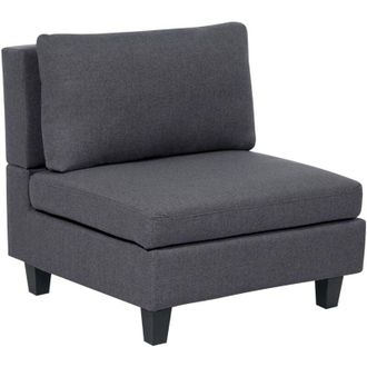 Beliani 1-Seat Section Dark Grey Fabric Upholstered Armchair with Cushion Module Piece Modular Sofa Element UNSTAD