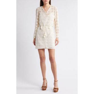 Frame Denim Mesh Long Sleeve Dress in Cream at Nordstrom Rack, Size Medium