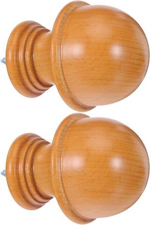 No Brand Remates Decorativos De Madera Para Barras De Cortina, Con Forma De Hongo, Juego De Dos Piezas, Color Caqui, Aptos Para Barras De Cortina De 29 Mm, Con